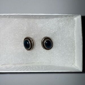 Elegant Sterling Silver and Turquoise Earrings, Estate Jewelry